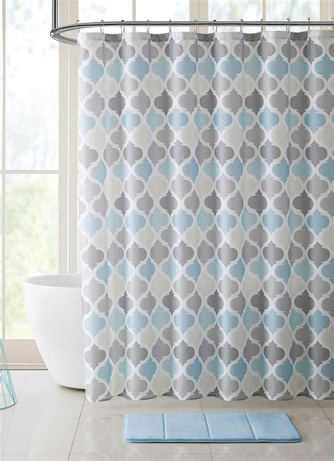 Universal Bathroom Shower Curtain Blue Beige Moroccan Design Walmart
