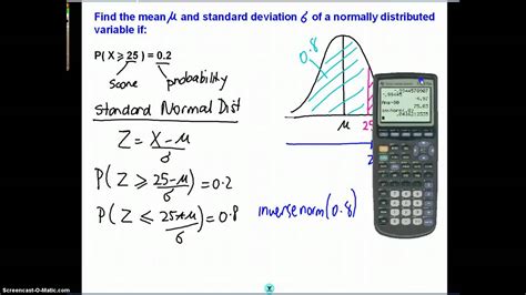 Standard normal distribution table is used to find the area under the f(z) function in order to find the probability of a specified range of distribution. Mean and Standard Deviation of a Normal Distribution - YouTube