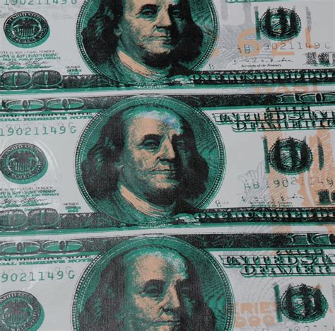 $100 Dollar Bill Featuring Ben Franklin Steve Kaufman 14x40 Canvas ...