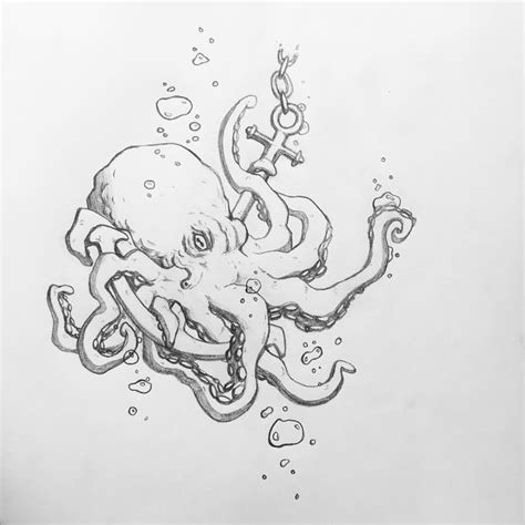 Here Is An Octopus Holding An Anchor I Drew For Funnies Rdrawing