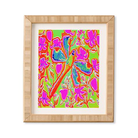 Dragonfly And Flowers In Pink And Green Framed Wall Art Renie Britenbucher