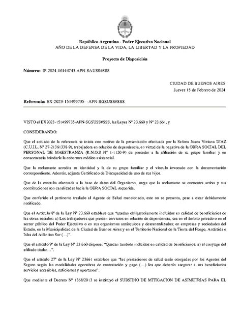 IF 2024 16144743 APN Sauss%SSS - República Argentina - Poder Ejecutivo