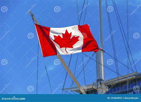 Canadian Flag On Ship In Halifax Stock Photo Image Of Research