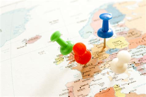 Free Image Of Thumb Tacks Inserted In Locations On Map Of Europe
