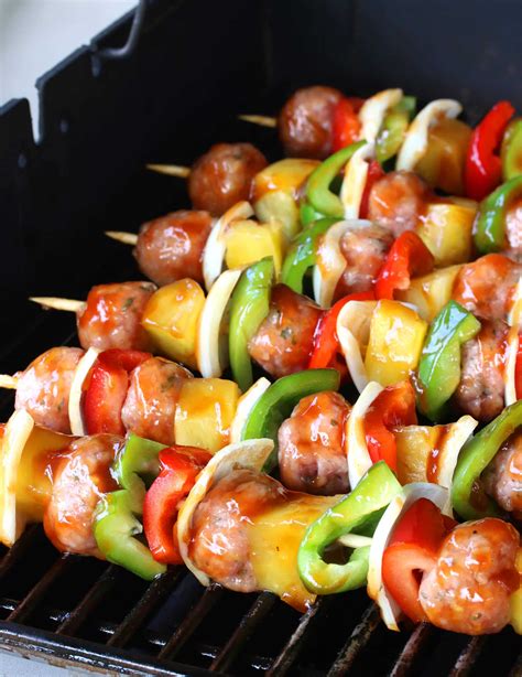 Grilled Sweet And Sour Veal Meatball Kabobs The Daring Gourmet