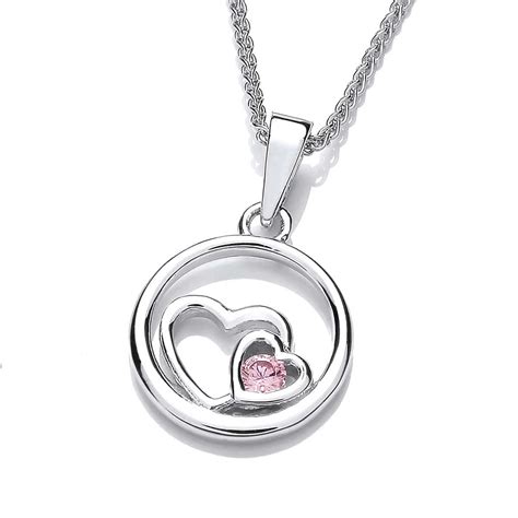 Sterling Silver Pink Cubic Zirconia Heart Necklace Jan Allan Jewellers