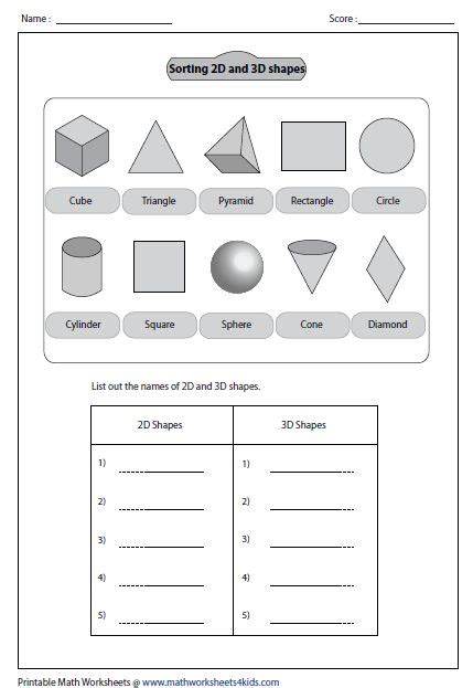 Worksheet For Shapes For Grade 3 Print And Go 2d And 3d Geometry