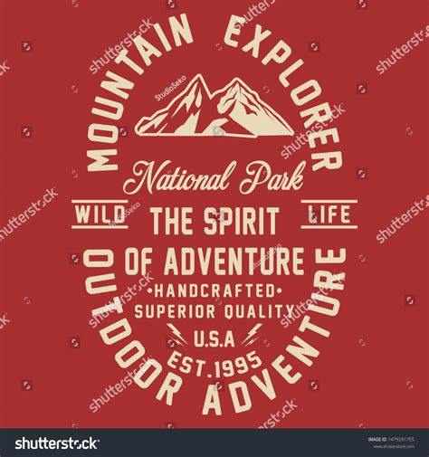 Mountain Explorer Outdoor Adventure Slogan Royalty Free Stock Vector