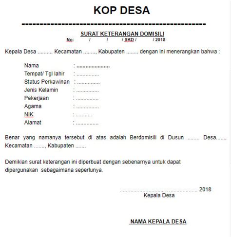 Detail Contoh Surat Keterangan Domisili Doc Koleksi N