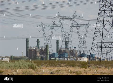 Mesquite Power Plant And Transmission Lines In Arizona Stock Photo Alamy