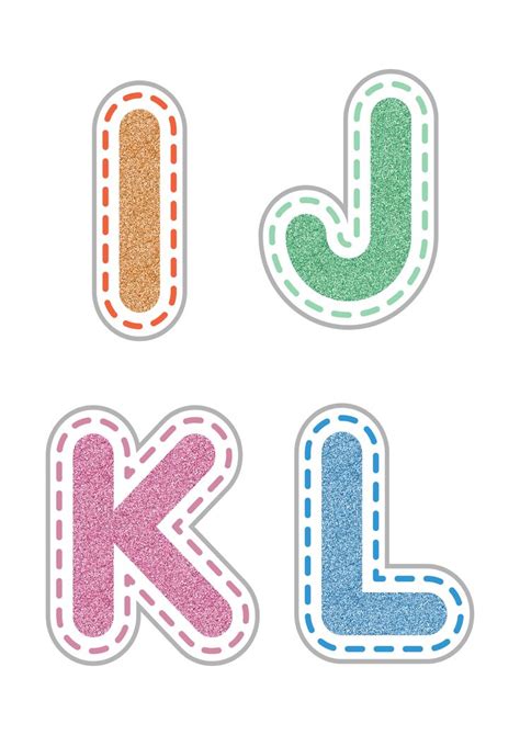 Alfabeto Glitter Colorido Pespontado I J K L Glitter Moldes De Letras