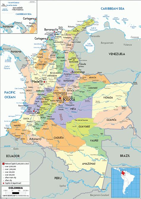 Mapa De Colombia Con Departamentos Y Capitales Descargar E Imprimir
