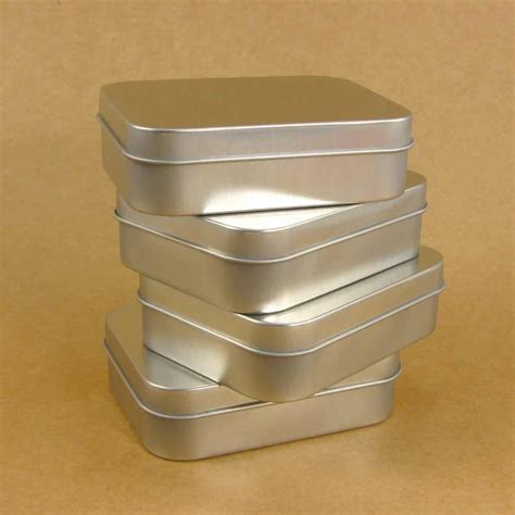4 Oz Silver Metal Tin Boxes With Lids Set Of 4 Boxes