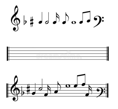 Musical Notes Symbols Set Set Of Musical Notes Symbols With Keys Clef