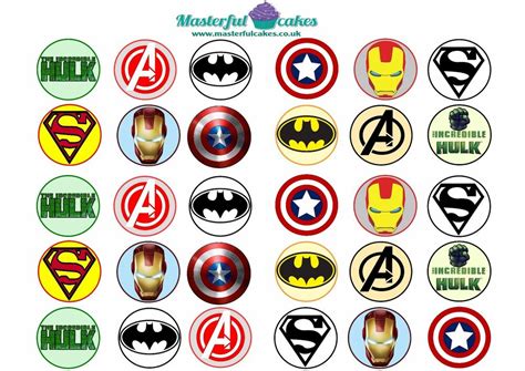 Birthday parties birthday cakes the avengers. 30 x Avengers Logo Edible Cup Cake Toppers Rice Paper or ...