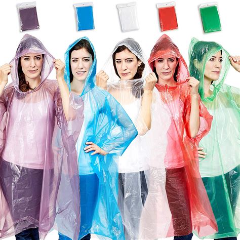 Rain Ponchos For Adults 10 Pack Disposable Emergency For Women Men