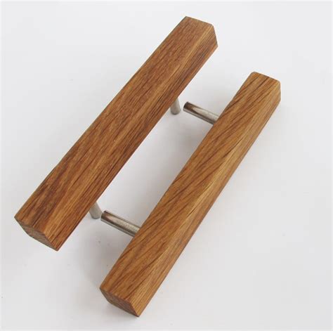 Wooden Drawer Pulls 2 Oak Wood Drawer Handles Modern Cabinet Etsy