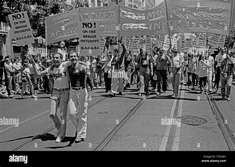 Marchers Carry No On Briggs Initiative Signs In Gay Pride Parade In San Francisco