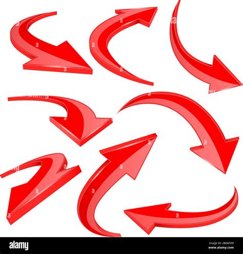 3d Red Curved Arrow Shadow Stock Vector Images Alamy