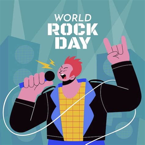 Premium Vector Flat World Rock Day Illustration With Man Singing