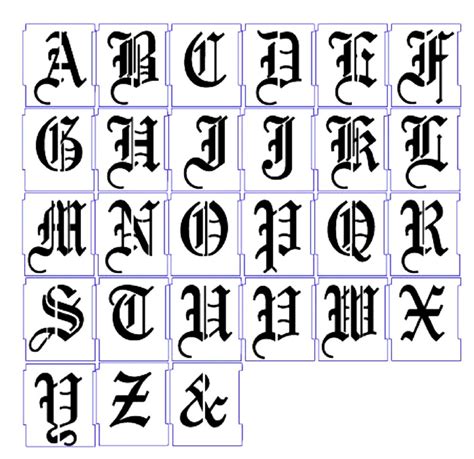Alphabet Stencil Airbrush Stencils Letter Templates 25mm Old English