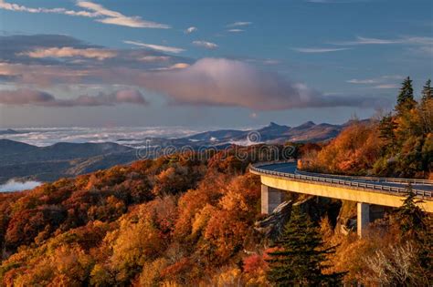 Linn Cove Viaduct Curves Over Fall Trees Stock Image Image Of Scenic