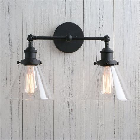Permo Vintage Industrial Antique 2 Lights Wall Sconces With Dual Funnel