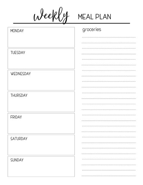 Free Printable Weekly Meal Planner Template Printable Templates 16254