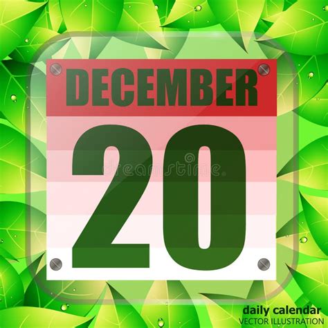 December 20 Icon For Planning Important Day With Green Leaves Banner