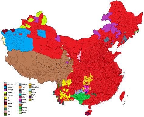 Map Of Ethnic Groups Where They Are Majority Or Near Majority By Counties In China Rchina