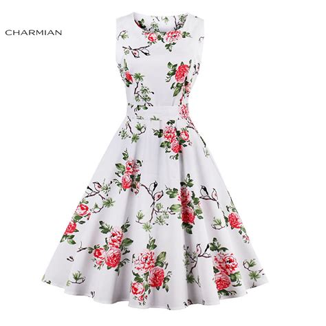Buy Charmian Women S Vintage Retro Summer Dress Sleeveless Foral Print