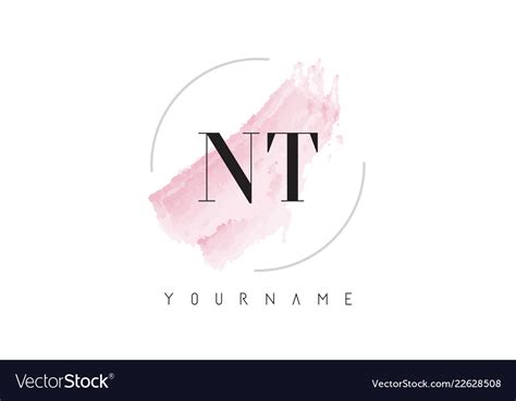 Nt N T Watercolor Letter Logo Design Royalty Free Vector