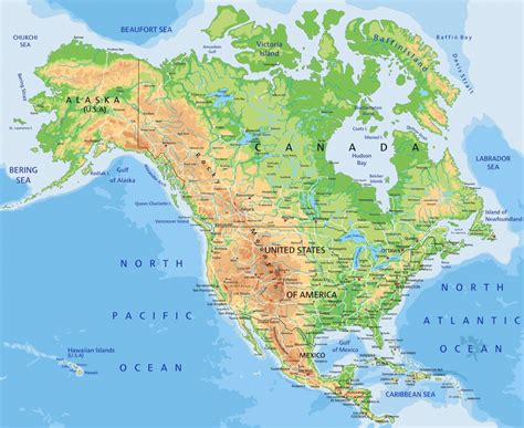 Physical Map Of North America Map Of The World Images And Photos Finder