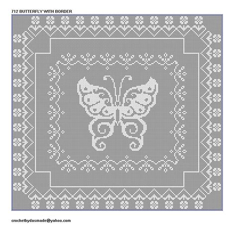 712 Butterfly Filet Crochet Afghan Tablecenter Crochet Pattern Etsy