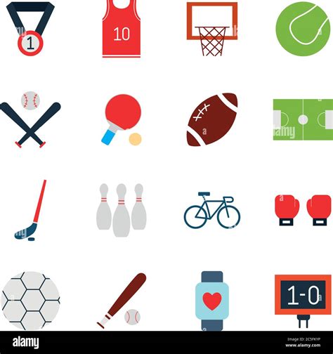 Flat Style Icon Set Design Sport Hobby Competition And Game Theme