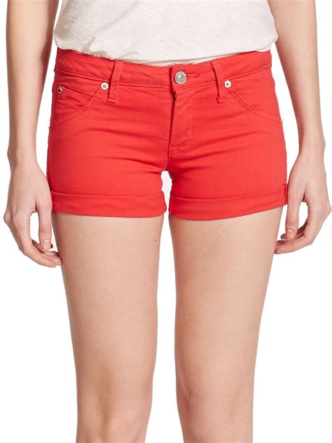 Hudson Jeans Hampton Cuffed Denim Shorts In Red Lyst Free Download Nude Photo Gallery