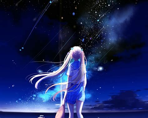 Bc64 Anime Night Space Star Art Illustration Wallpaper