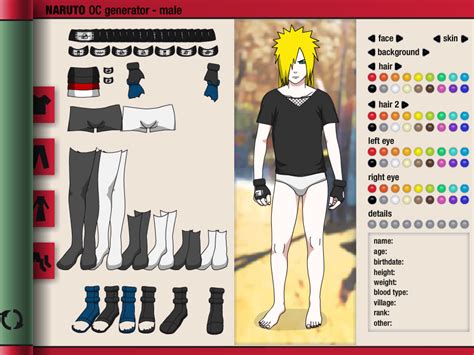 Онлайн игра Создатель персонажей Наруто Naruto Character Maker