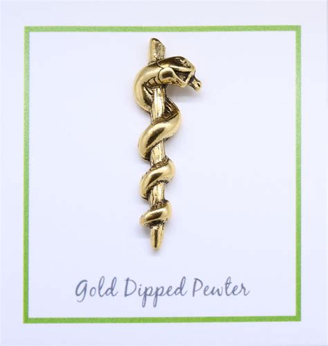 The Rod Of Asclepius Gold Lapel Pin Lapel Pin Planet Lapelpinplanet