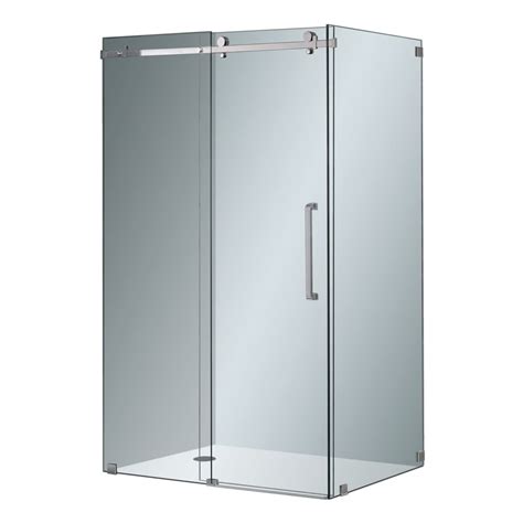 aston moselle 48 inch x 35 inch x 75 inch frameless corner sliding shower door in clear gl