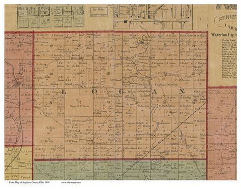 Logan Ohio 1860 Old Town Map Custom Print Auglaize Co Old Maps