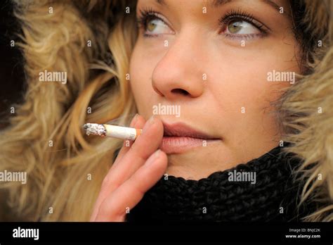 Woman Young Outdoors Outdoor Blond Blonde Smoke Cigarette Anneal Cinder