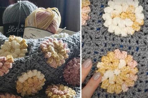 Stunning Crochet Popcorn Flower Granny Square