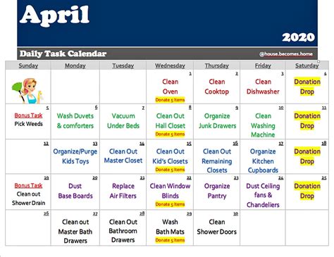Daily Task Calendar Printable 2024 Calendar Printable