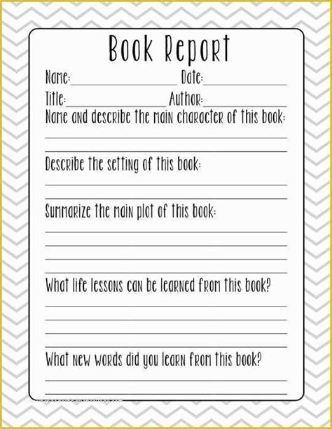 3rd Grade Book Report Template Free Of Fiction Book Report For 3rd