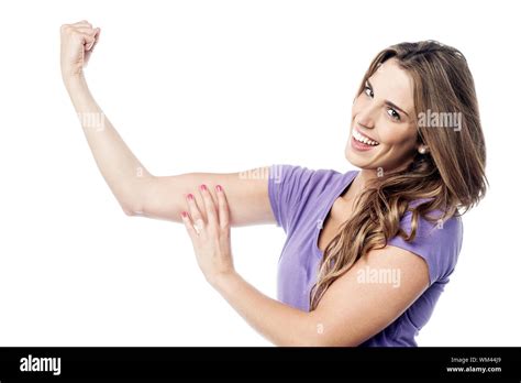 Cute Girl Showing Biceps Hi Res Stock Photography And Images Alamy