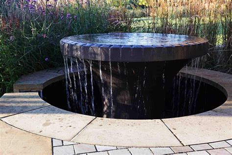 Bespoke Water Feature In Contemporary Garden By Rose Lennard Or Dog