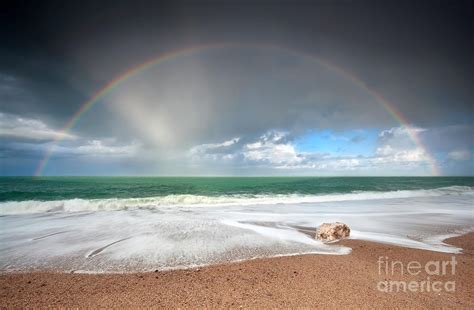 Rainbow Over Atlantic Ocean Waves On Coast Photograph By Olha Rohulya