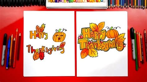 How To Draw Happy Thanksgiving Block Letters Art For Kids Hub Art