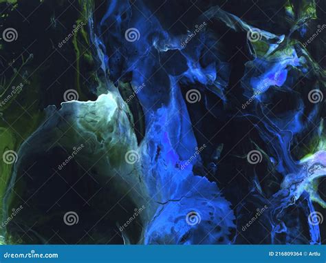 Neon Blue And Green Abstract Creative Hand Painted Background Marble